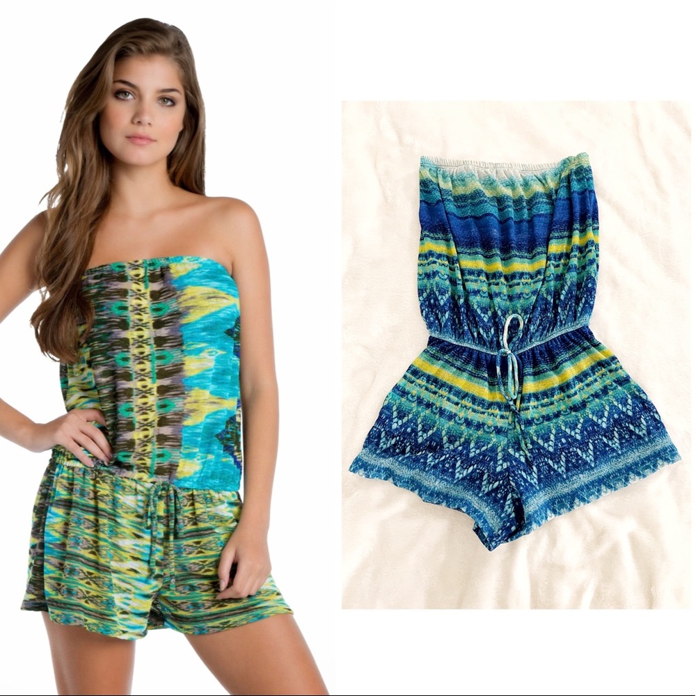 Elan Green Strapless Rompers